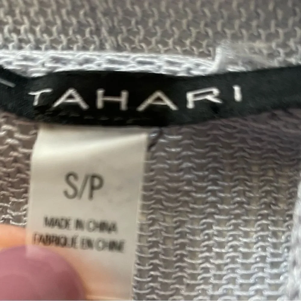 Tahari Pale Blue Lightweight Open Front Cardigan Sweater Size Small